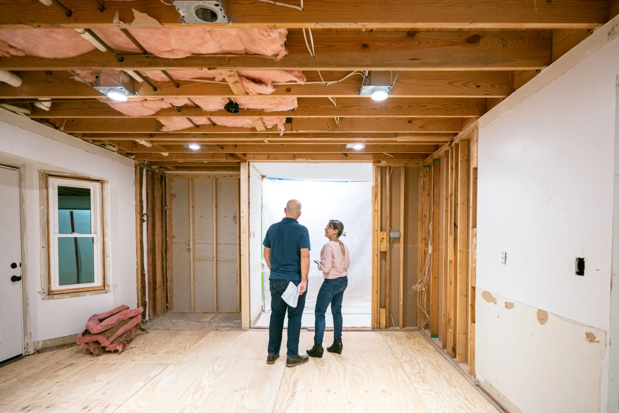Inspecting unfinished room